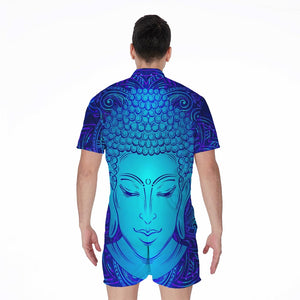 Blue Buddha Print Men's Rompers