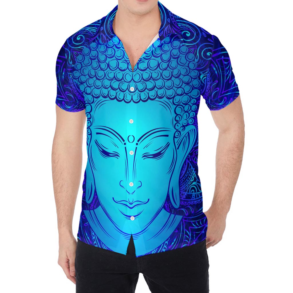 Blue Buddha Print Men's Shirt