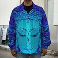 Blue Buddha Print Men's Shirt Jacket