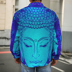 Blue Buddha Print Men's Shirt Jacket