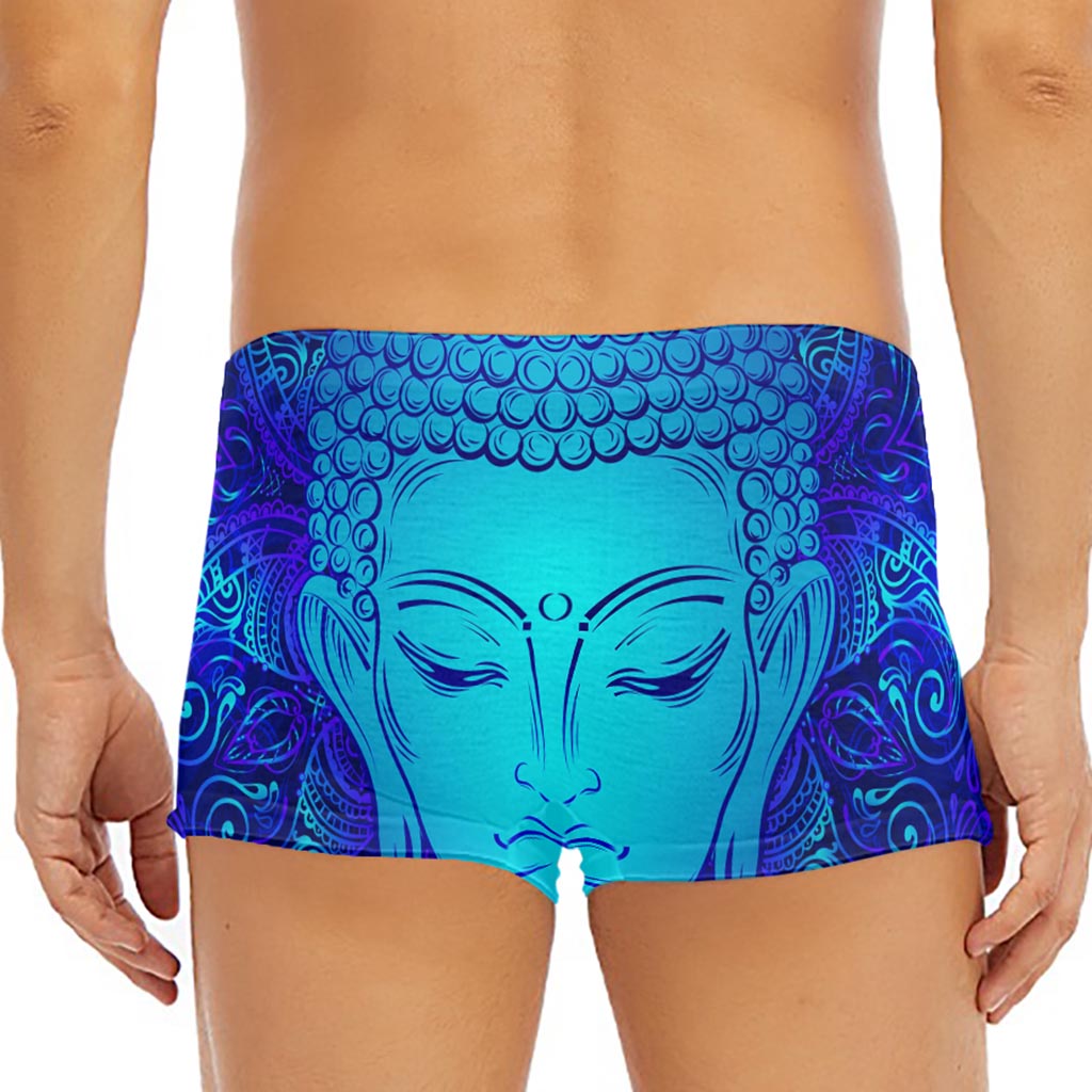 Blue Buddha Print Men's Short Boxer Briefs