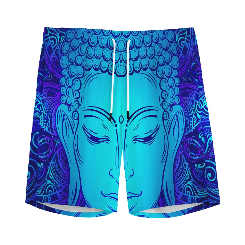 Blue Buddha Print Men's Sports Shorts