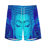 Blue Buddha Print Men's Sports Shorts