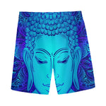 Blue Buddha Print Men's Sports Shorts