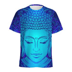 Blue Buddha Print Men's Sports T-Shirt