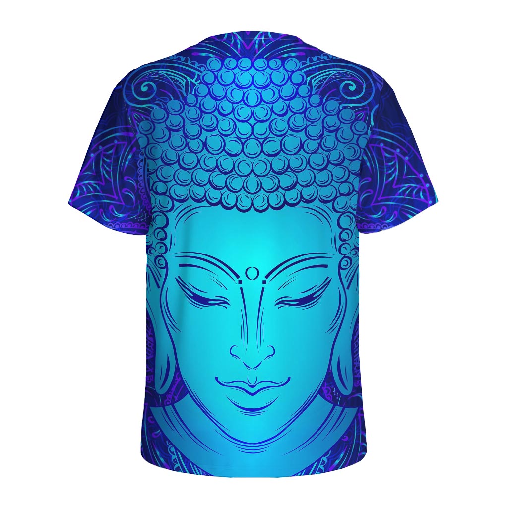 Blue Buddha Print Men's Sports T-Shirt