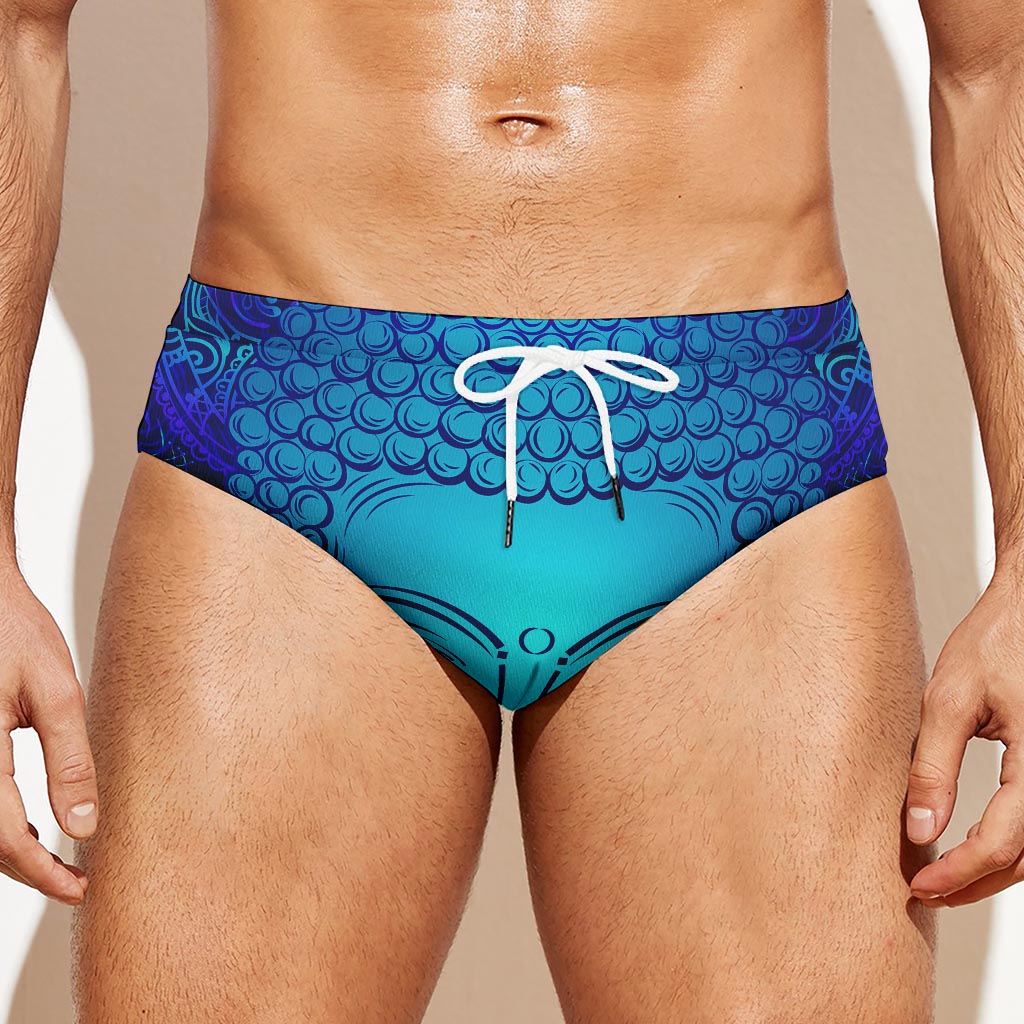 Blue Buddha Print Men's Swim Briefs