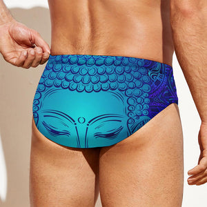 Blue Buddha Print Men's Swim Briefs