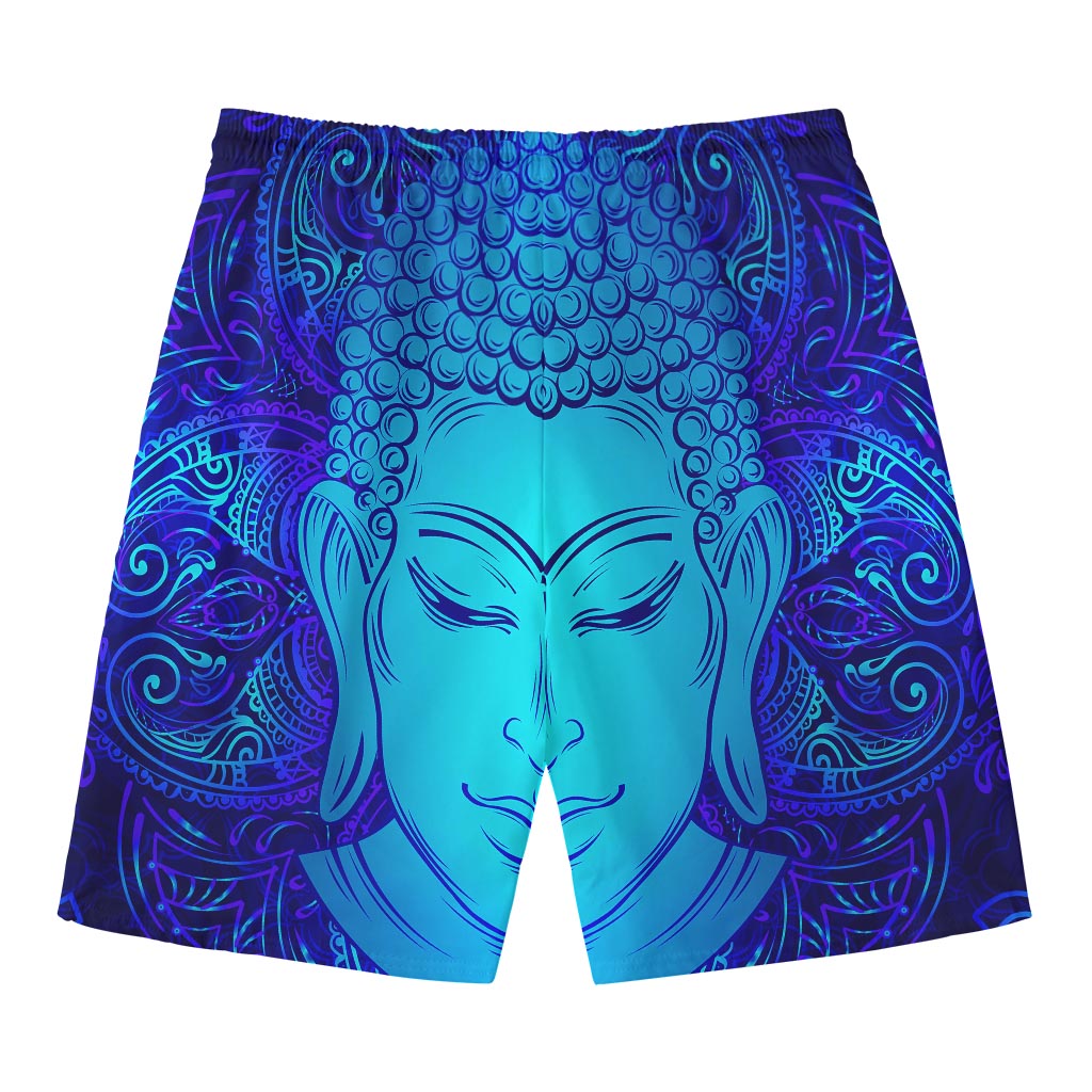 Blue Buddha Print Men's Swim Trunks