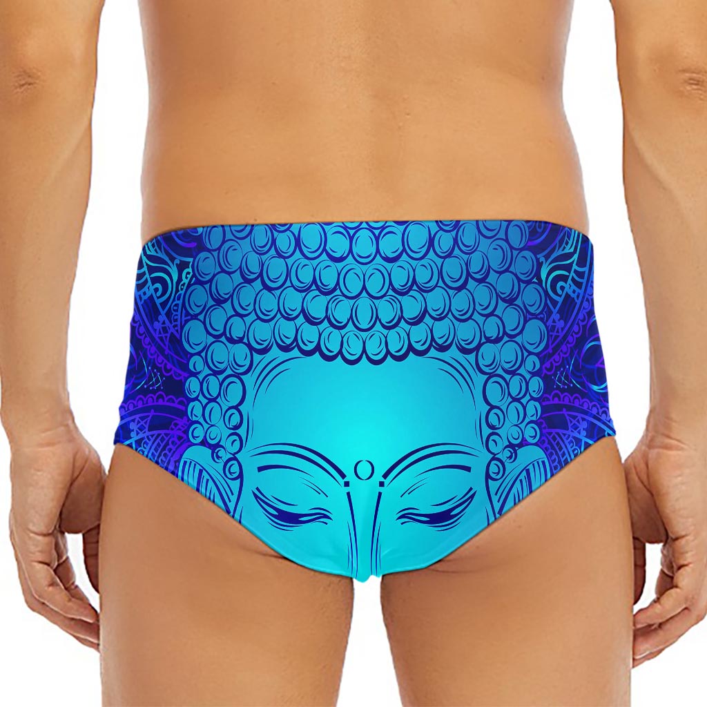 Blue Buddha Print Men's Triangle Swim Briefs