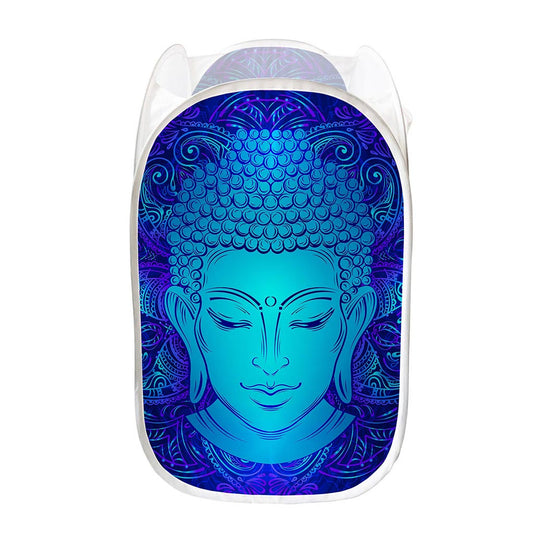 Blue Buddha Print Mesh Laundry Hamper