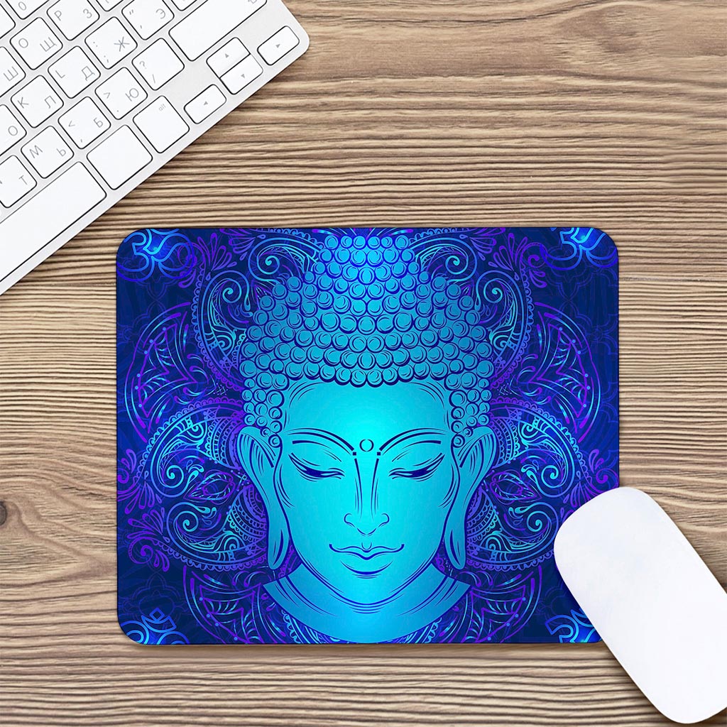 Blue Buddha Print Mouse Pad