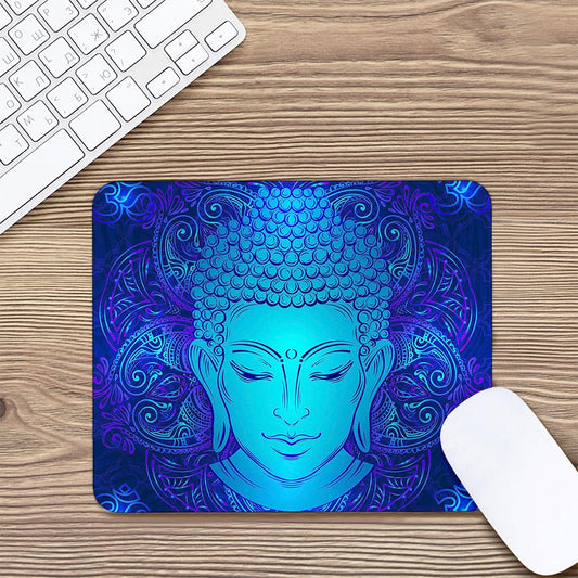 Blue Buddha Print Mouse Pad