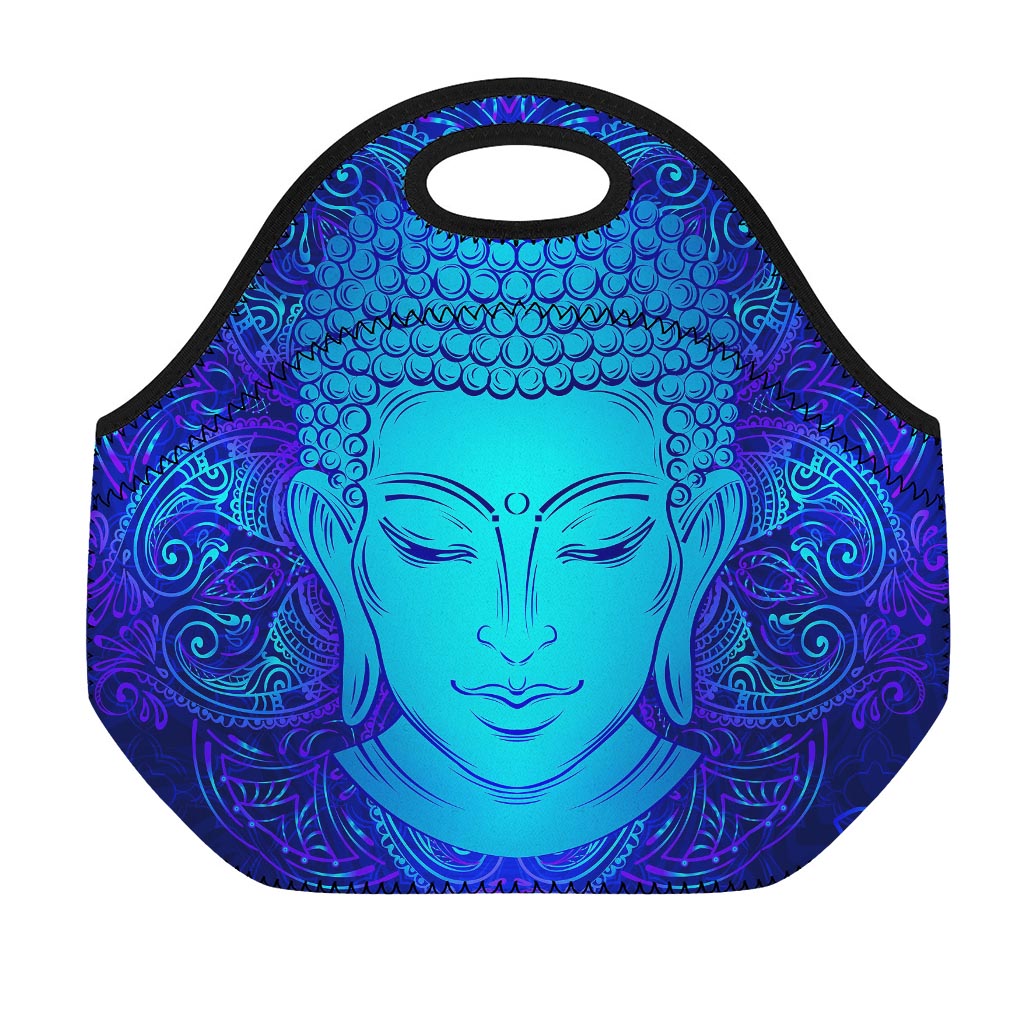 Blue Buddha Print Neoprene Lunch Bag