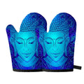 Blue Buddha Print Oven Mitts