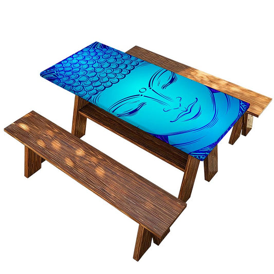 Blue Buddha Print Picnic Table Cover