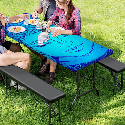 Blue Buddha Print Picnic Table Cover