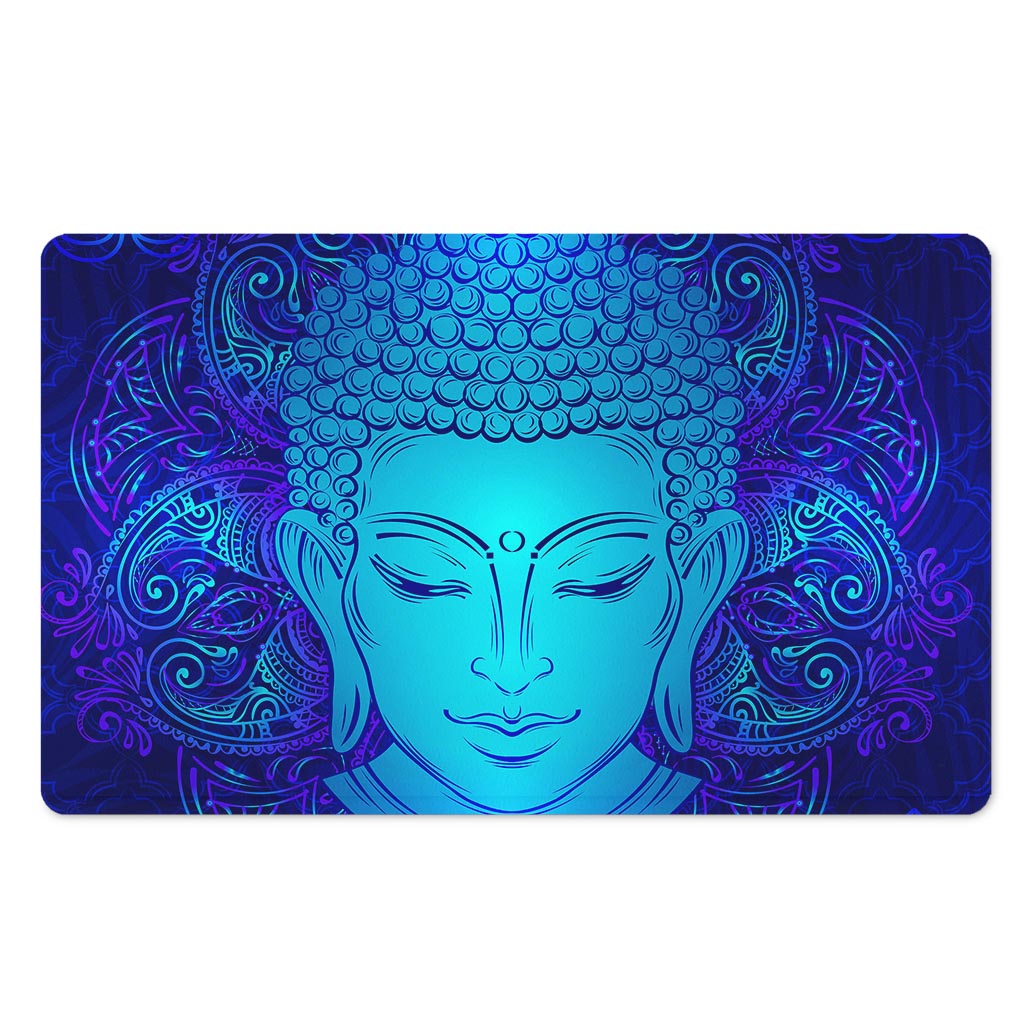 Blue Buddha Print Polyester Doormat