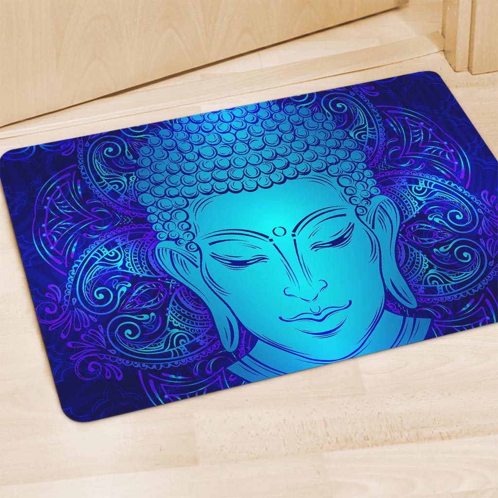 Blue Buddha Print Polyester Doormat