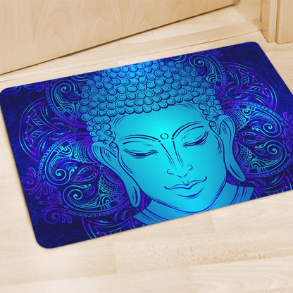 Blue Buddha Print Polyester Doormat