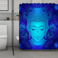 Blue Buddha Print Polyester Shower Curtain