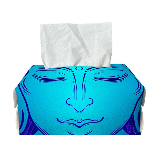 Blue Buddha Print Rectangle Tissue Box Cover