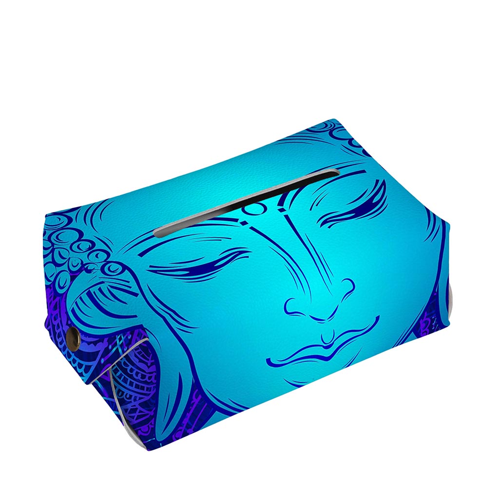 Blue Buddha Print Rectangle Tissue Box Cover