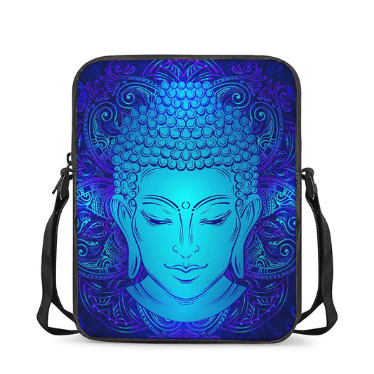 Blue Buddha Print Rectangular Crossbody Bag