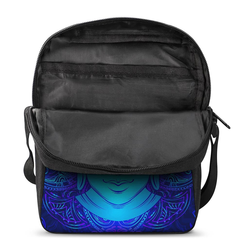 Blue Buddha Print Rectangular Crossbody Bag
