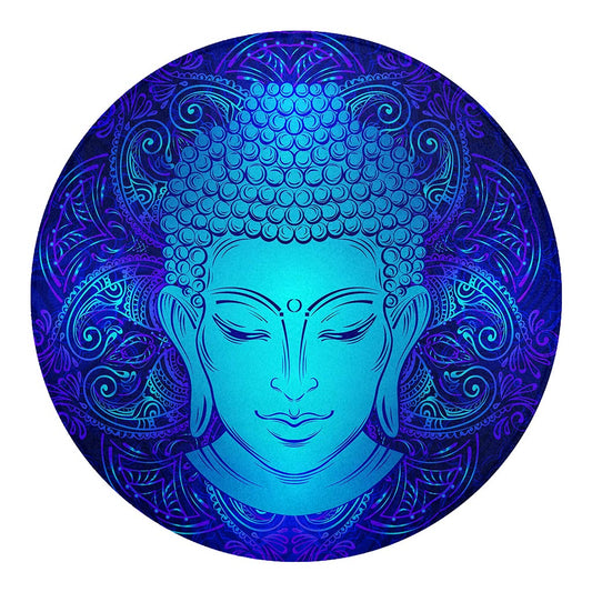 Blue Buddha Print Round Blanket