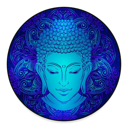 Blue Buddha Print Round Floor Mat