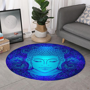 Blue Buddha Print Round Rug