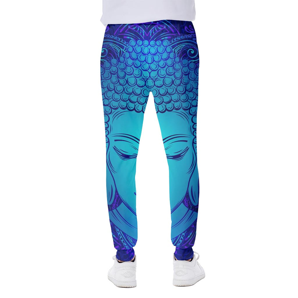 Blue Buddha Print Scuba Joggers