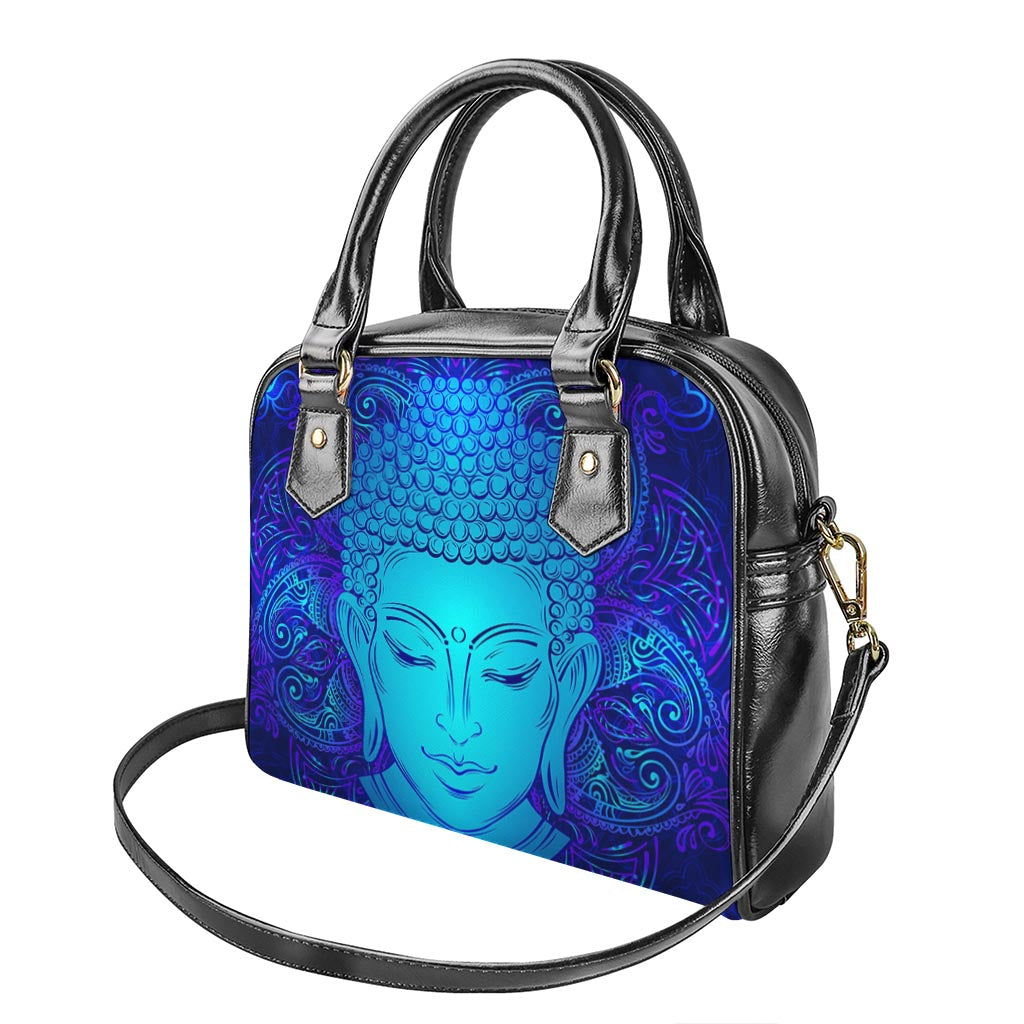 Blue Buddha Print Shoulder Handbag