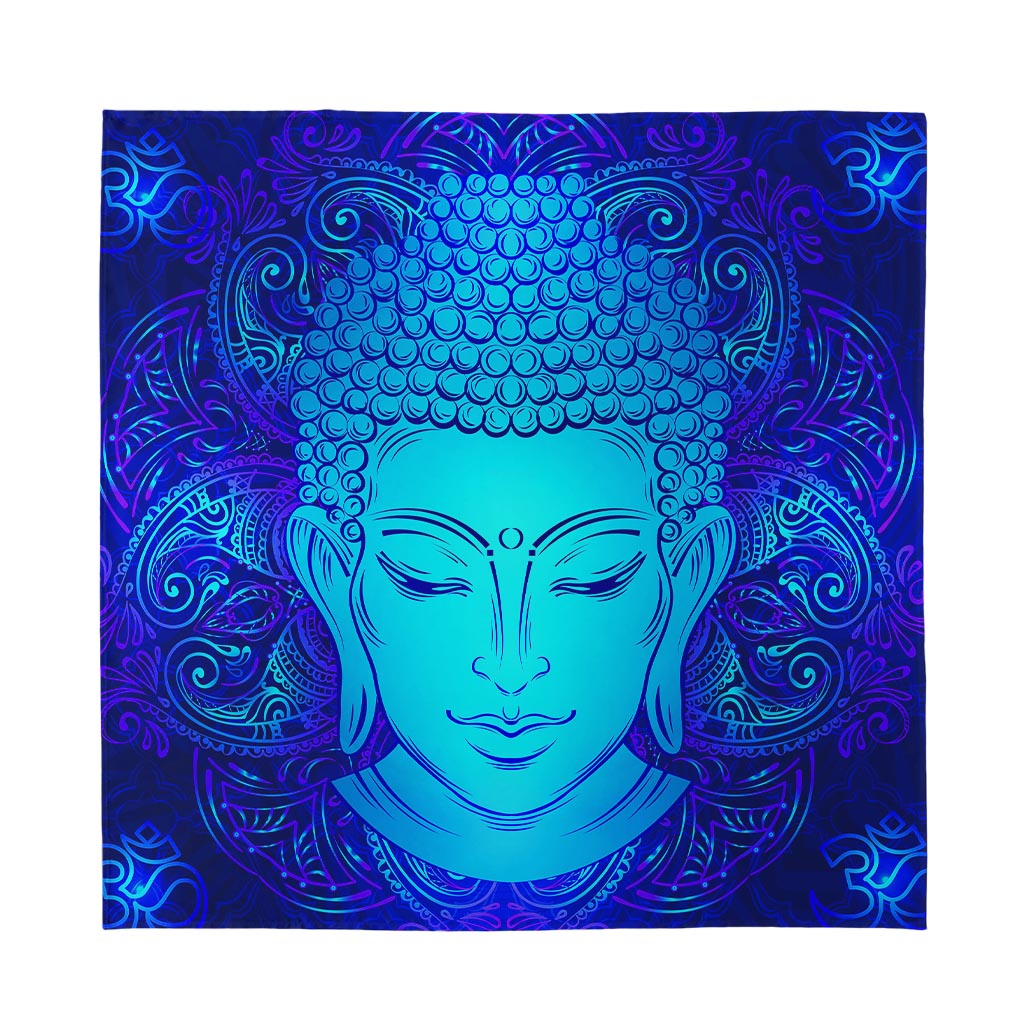 Blue Buddha Print Silk Bandana