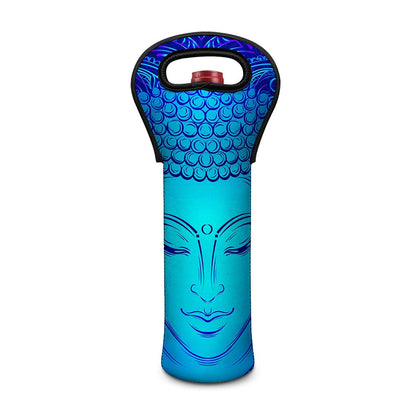 Blue Buddha Print Single Neoprene Wine Tote