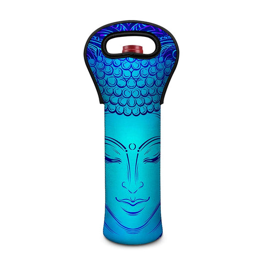 Blue Buddha Print Single Neoprene Wine Tote