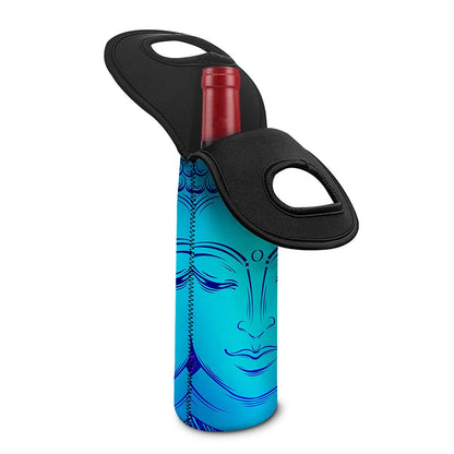 Blue Buddha Print Single Neoprene Wine Tote