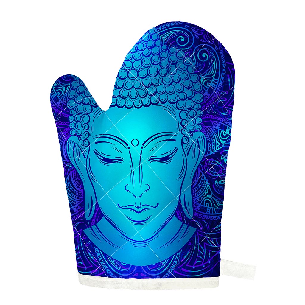 Blue Buddha Print Single Oven Mitt