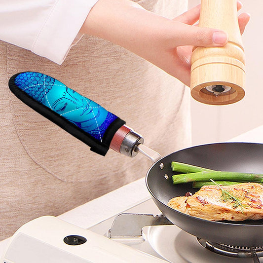 Blue Buddha Print Skillet Handle Cover