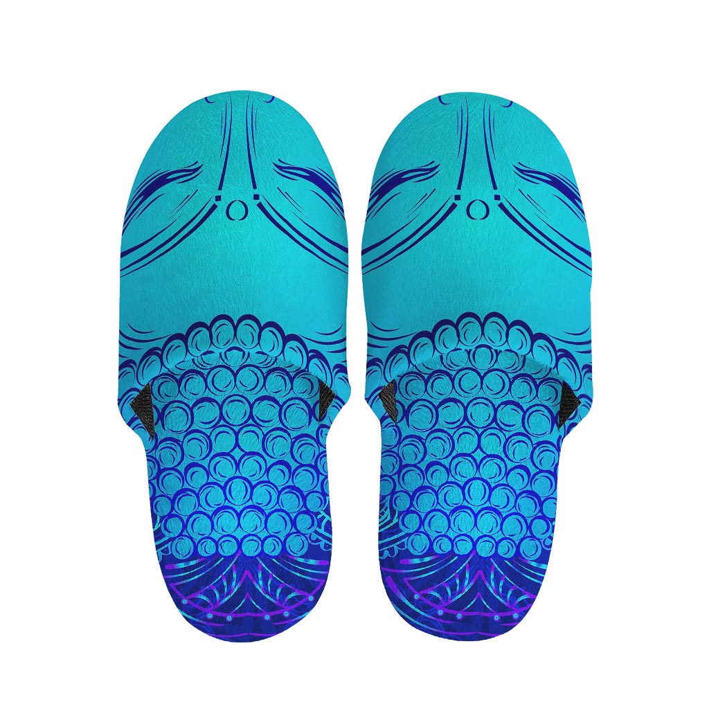 Blue Buddha Print Slippers