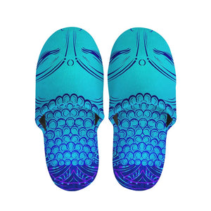 Blue Buddha Print Slippers