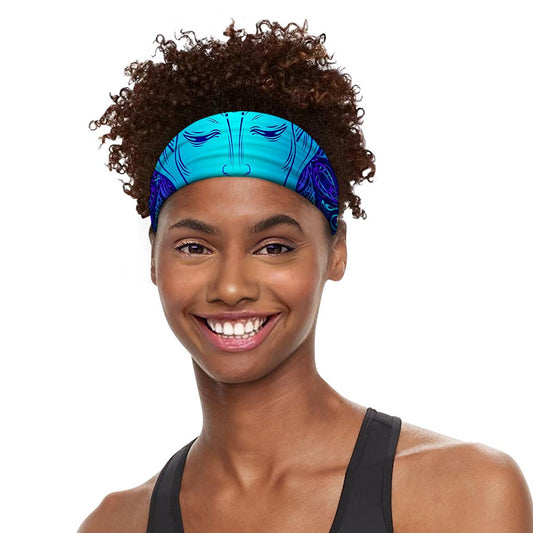 Blue Buddha Print Sports Headband