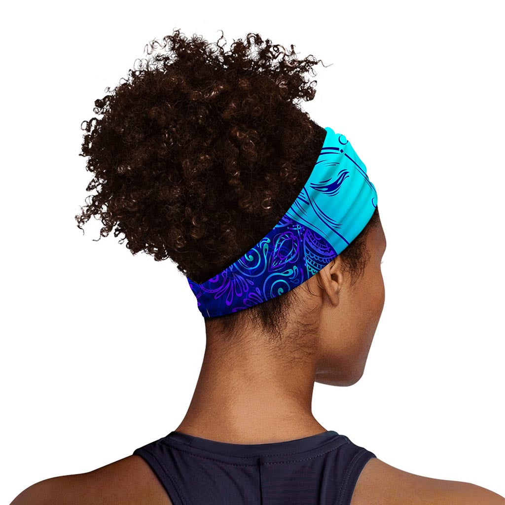 Blue Buddha Print Sports Headband