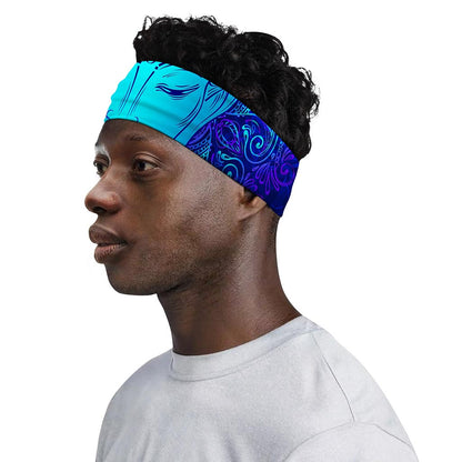 Blue Buddha Print Sports Headband
