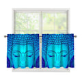 Blue Buddha Print Tier Curtains