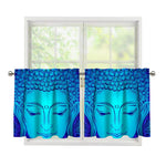 Blue Buddha Print Tier Curtains