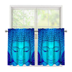 Blue Buddha Print Tier Curtains