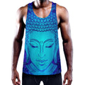 Blue Buddha Print Men's Workout Tank Top