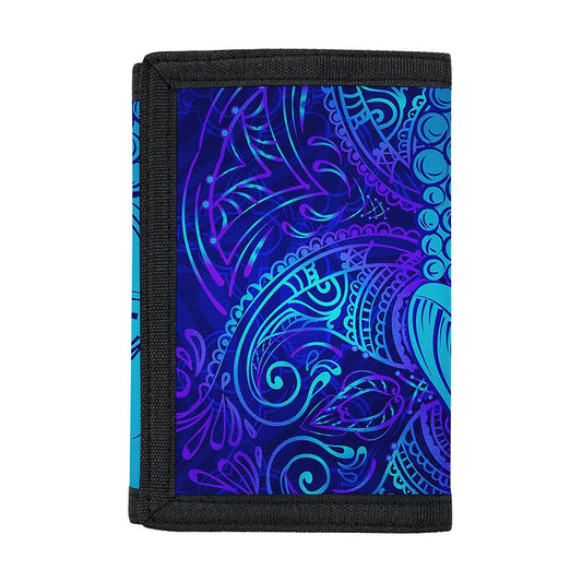 Blue Buddha Print Trifold Wallet